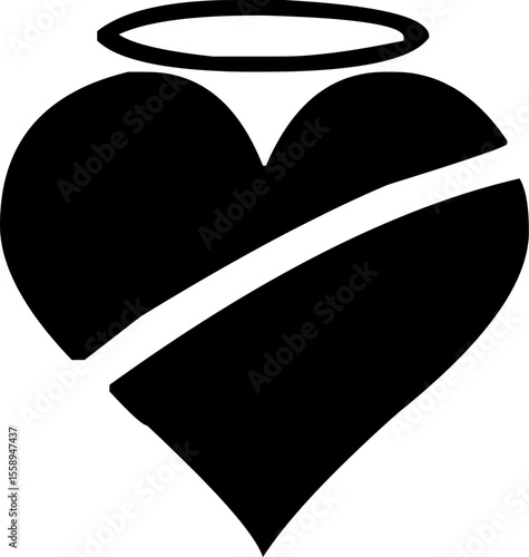 Heart with halo symbolizing divine love, purity, goodness, or a virtuous heart.