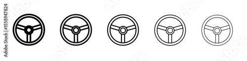 steering wheel icon vector thin outline style sign