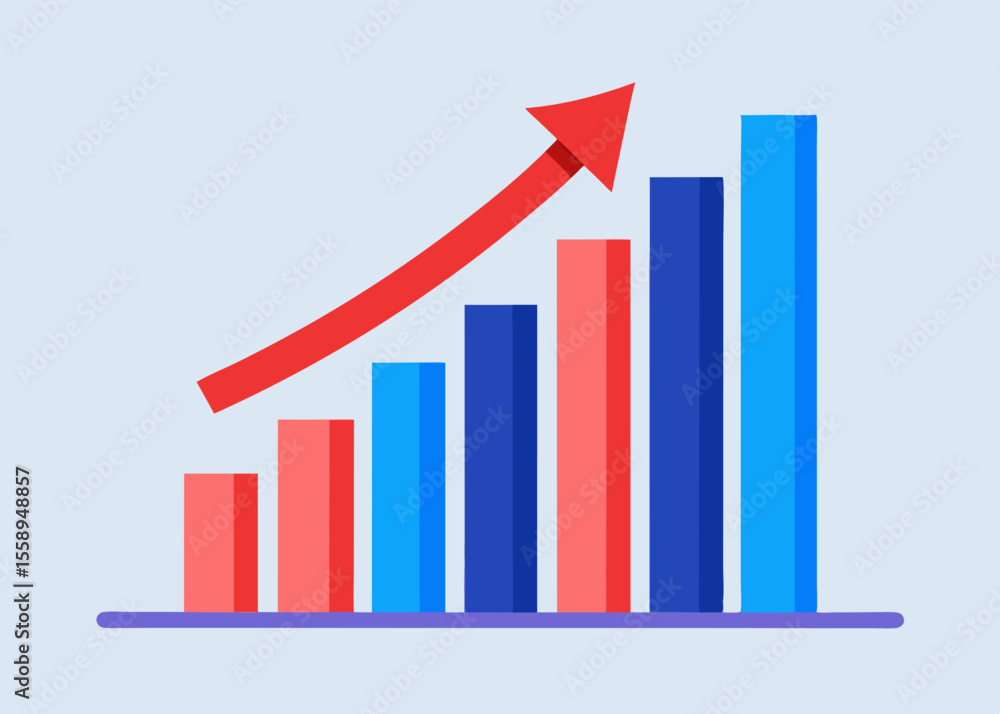Growing Bar Chart Showing Positive Trend Growing Bar Chart Showing Positive Trend