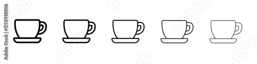 tea cup icon vector thin outline style sign