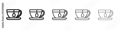 tea cup icon vector thin outline style sign