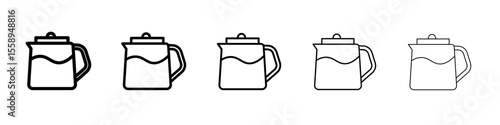 tea pot icon vector thin outline style sign