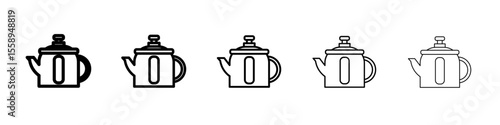 tea pot icon vector thin outline style sign
