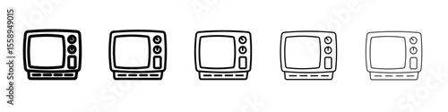television icon vector thin outline style sign