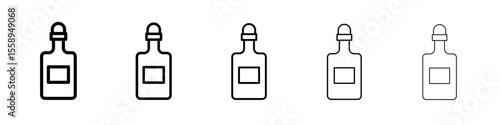 Tequila bottle and glass icon vector thin outline style sign