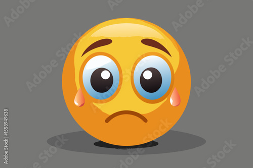 Sad Emoji with Sweat Drops