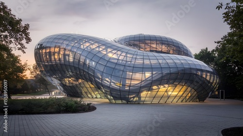 Futuristic Glass Building with Sleek Design