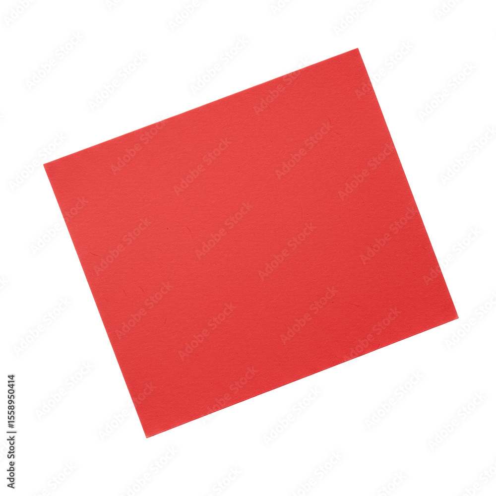 A single, vibrant red construction paper, perfectly rectangular and flat, with a subtle fibrous texture and crisp edges, presented on a transparent seamless isolated background under bright studio A single, vibrant red construction paper, perfectly rectangular and flat, with a subtle fibrous texture and crisp edges, presented on a transparent seamless isolated background under bright studio
