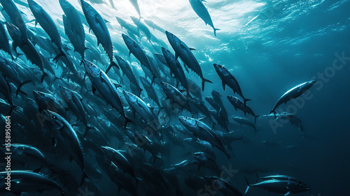 Underwater school of fish, World Tuna Day