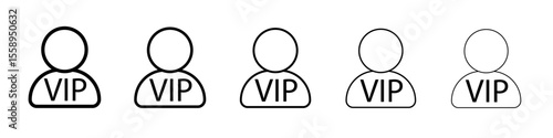 vip person icon vector thin outline style sign