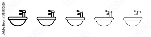 wash basin icon vector thin outline style sign