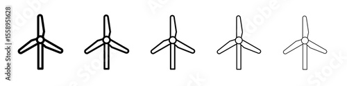 Wind turbine icon vector thin outline style sign