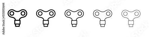 Wind up key icon vector thin outline style sign