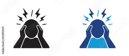 Stress or anxiety Icon set. a person having anxiety icon , burnout, fatigue icon , vector illustration . 