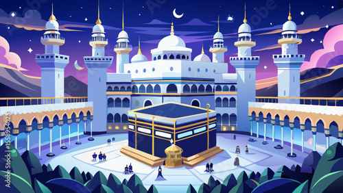 Masjid al-Haram, Mecca, Saudi Arabia
The massive mosque encircles the sacred Kaaba, its white stone corridors bustling with pilgrims in white. At night, soft lights illuminate the minarets and marble 