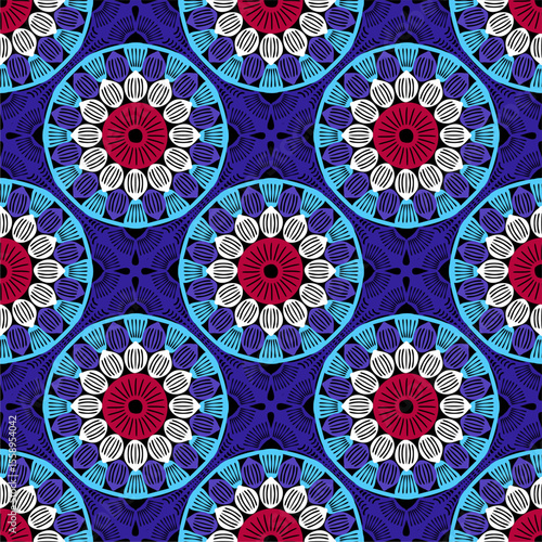 Pattern with crochet granny square wallpaper handmade decorative art design print	
