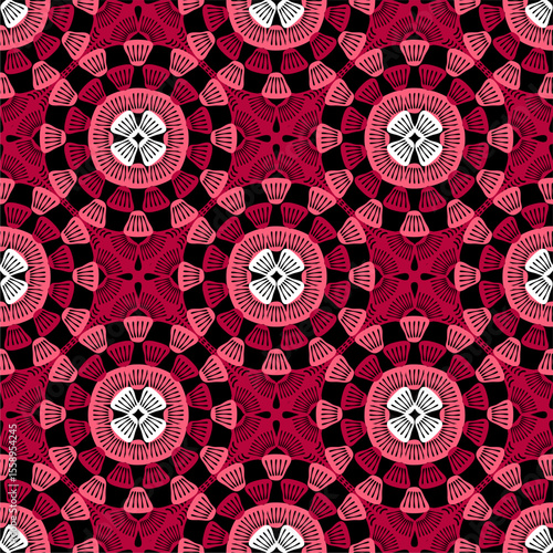 Pattern with crochet granny square wallpaper handmade decorative art design print	
