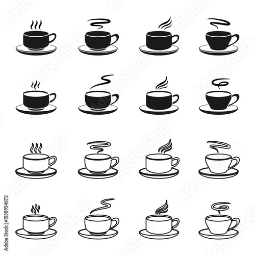 coffee cup icon set vector illustration isolated on white background.