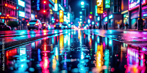 Cyberpunk City Blur – Neon Lights & Futuristic Nightlife Background