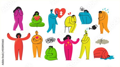 Take care of your body, take care of your health and mind. Increase awareness of mental health. Mental Health Awareness Month. Control, Prevention campaign and protection.