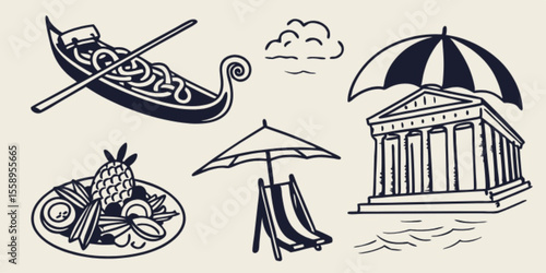 vector set of landmarks and monuments