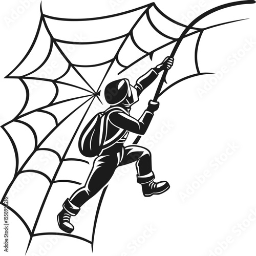 Vector cartoon illustration of a witch warrior woman with a sword