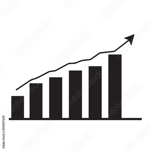 Ascending bar graph showing exponential growth and progress