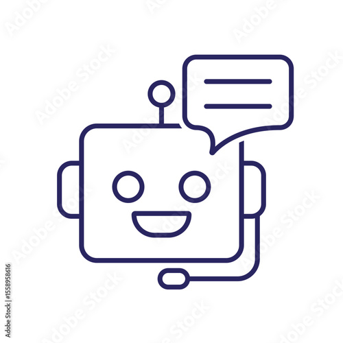 ai icon. AI Personal Assistant. Voice assistant. microphone with bot face. UI, education. outline design style