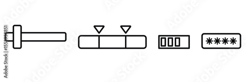 Form interface slider toggle input password selection dropdown progress bar UI UX interactive icons vector illustration set.