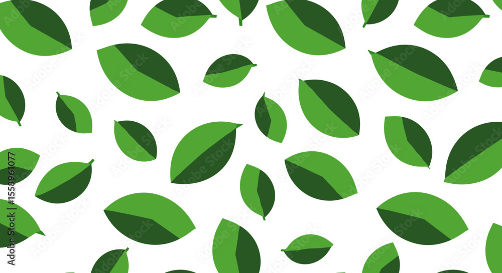 Naklejka premium Seamless green leaves pattern vector illustration for nature-inspired designs