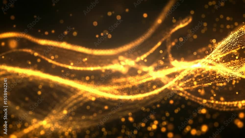Abstract flowing golden particles and wave motion background for awards show, events Abstract flowing golden particles and wave motion background for awards show, events