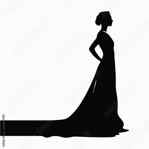 Elegant Silhouette of a Woman in a Long Gown vector