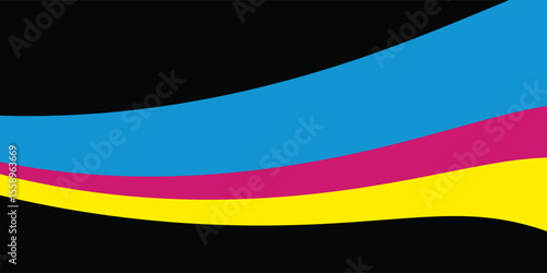 Abstract cmyk wavy background. verlap sheets of paper in cmyk colors.