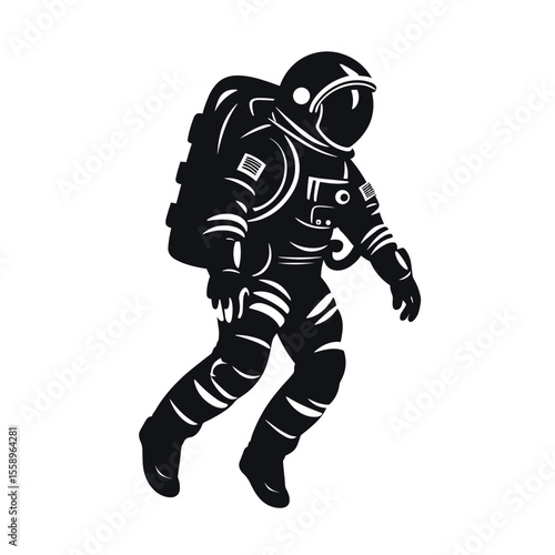 Retro Astronaut in Space Suit Vector Illustration