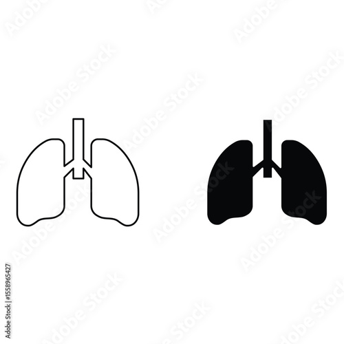 Lung anatomy respiratory system organ icon outline and glyph set for medical and healthcare vector illustration.