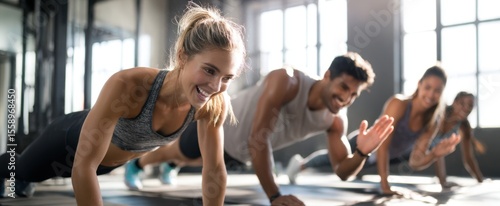 The group of young adults engaging in a workout session together.
