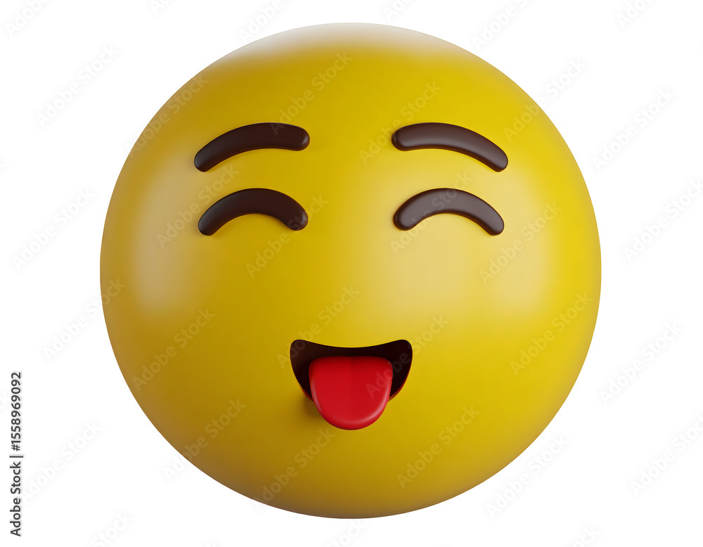 Fototapeta premium A cheerful yellow emoji playfully sticks out its red tongue, expressing a humorous and lighthearted feeling.