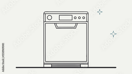Minimalist dishwasher illustration, essential kitchen appliance design
