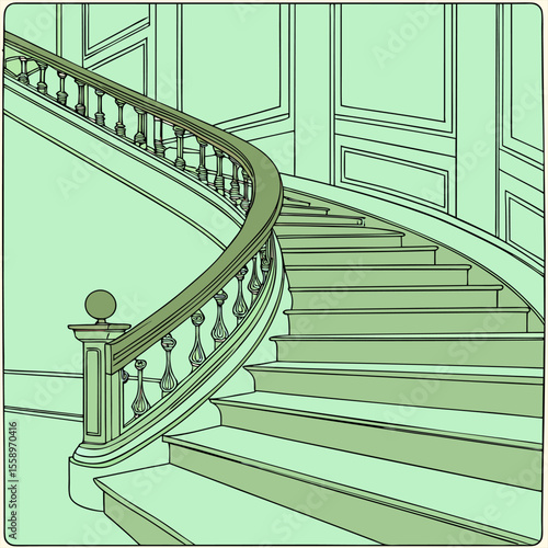 Vertical low angle shot of a staircase inside a beautiful historic building	