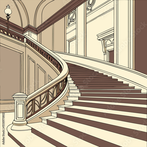 Vertical low angle shot of a staircase inside a beautiful historic building	