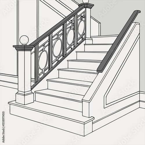 Vertical low angle shot of a staircase inside a beautiful historic building	