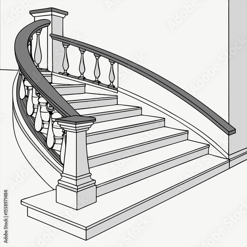 Vertical low angle shot of a staircase inside a beautiful historic building	