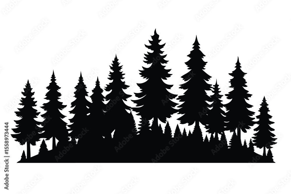Obraz premium Majestic silhouette of a pine forest landscape