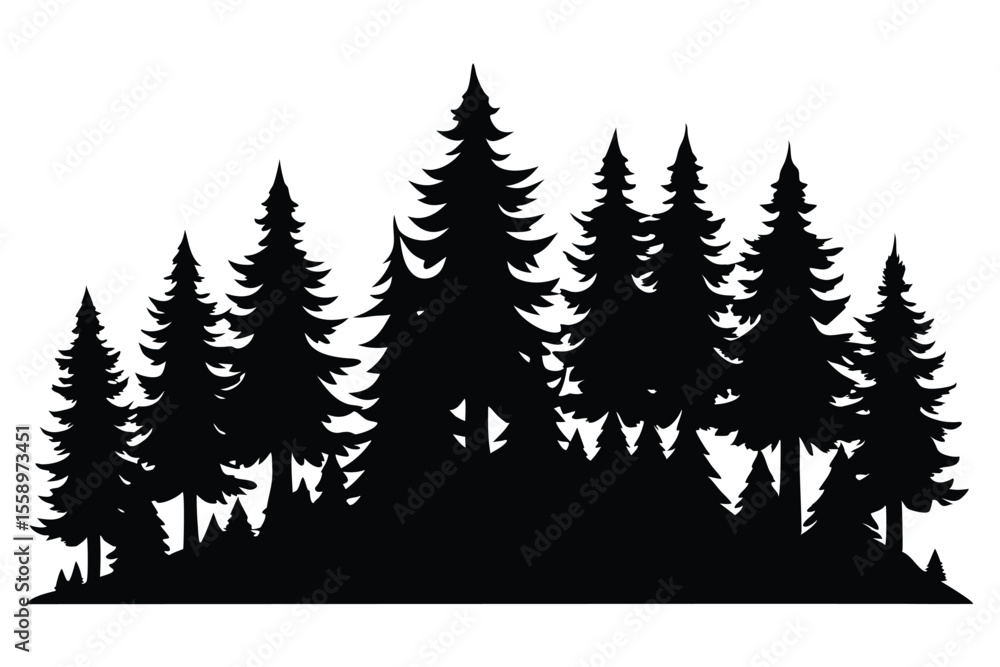 Fototapeta premium Majestic silhouette of a coniferous forest landscape