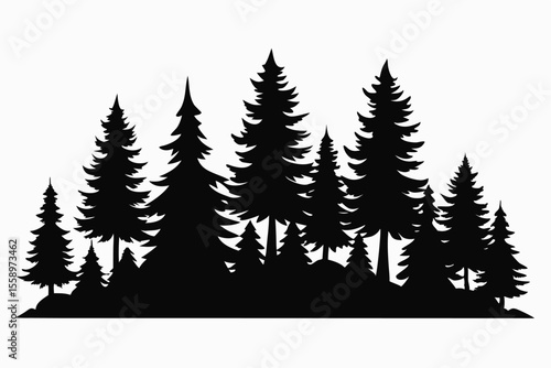 Majestic silhouette of a pine forest landscape
