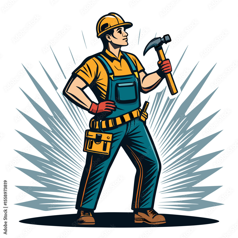 Obraz premium create vector bold stroke a construction worker (1)