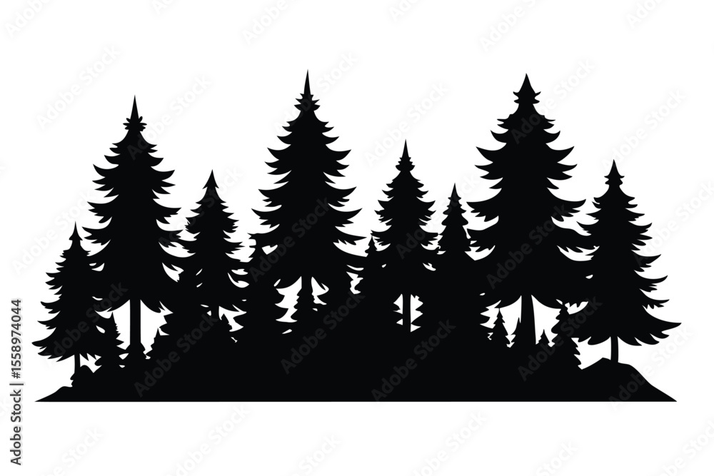 Fototapeta premium Majestic evergreen forest silhouette nature scene