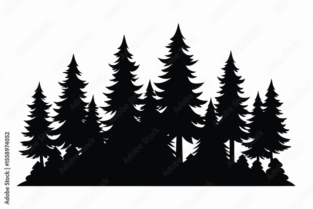Obraz premium Majestic silhouette of a coniferous forest landscape