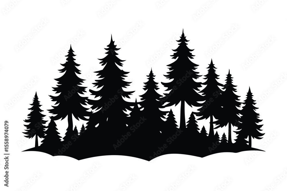 Obraz premium Majestic silhouette of a pine forest winter wonderland