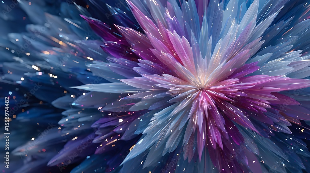 Captivating crystal formation with vibrant hues and sparkling light effects Captivating crystal formation with vibrant hues and sparkling light effects